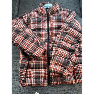 Eddie Bauer Red & Black Plaid Puffer Jacket
